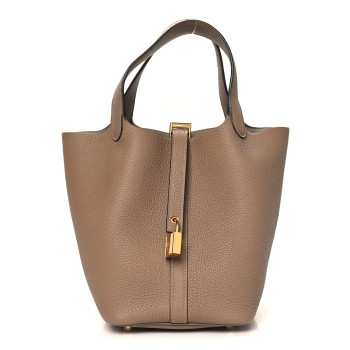 HERMES Taurillon Maurice Picotin Lock 18 PM Beige De Weimar