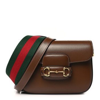 GUCCI Azalea Calfskin Web Mini Horsebit 1955 Shoulder Bag Brown Sugar