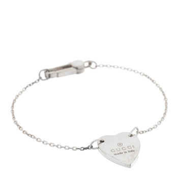 GUCCI Sterling Silver Trademark Heart Bracelet