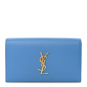 SAINT LAURENT Grain De Poudre Classic Kate Monogram Clutch Blue Clair