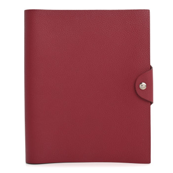 HERMES Togo Ulysse MM Notebook Cover Rouge Grenat