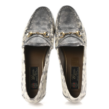 GUCCI Lambskin Animalier Karung Printed Horsebit Loafers 36.5 Roccia