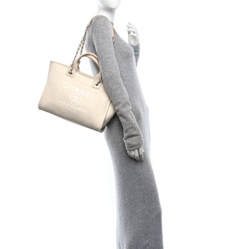 CHANEL Mixed Fibers Small Deauville Tote White