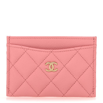 CHANEL Caviar Quilted Card Holder Pink