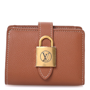 LOUIS VUITTON Grained Calfskin Low Key Compact Wallet Cognac