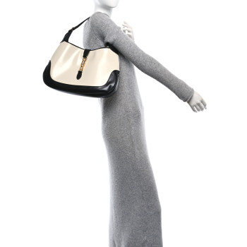 GUCCI Boarded Dyana Lux Calfskin Bi-Color Medium Jackie 1961 Hobo Mystic White Black