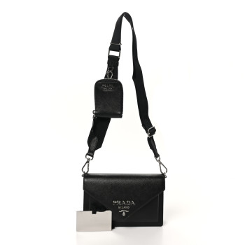 PRADA Saffiano City Calf Mini Envelope Bag Black