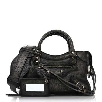 BALENCIAGA Grained Calfskin Classic Gold Hardware Mini City Ombre Grey Gradient