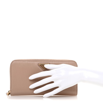 PRADA Vitello Move Zip Around Wallet Cipria