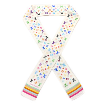 LOUIS VUITTON LV X TM Silk Monogram Multicolor BB Bandeau White