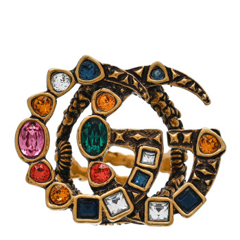 GUCCI Crystal Double G Ring M Multicolor
