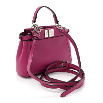 FENDI Nappa Micro Peekaboo Iconic Satchel Magenta