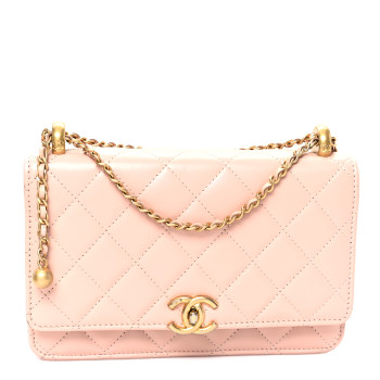 CHANEL Calfskin Quilted Perfect FIt Wallet On Chain WOC Light Pink