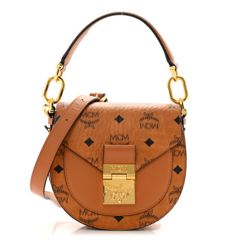 MCM Visetos Small Patricia Saddle Bag Cognac