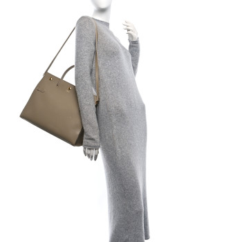 BURBERRY Grainy Calfskin Medium Title Bag Honey