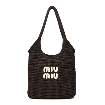 MIU MIU Cotton Crochet Ivy Bag Cacao Talco