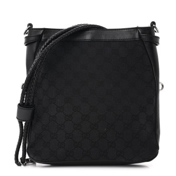 GUCCI Monogram Braided Shoulder Bag Black