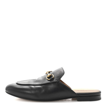 GUCCI Calfskin Womens Princetown Slippers 36.5 Black