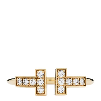 TIFFANY 18K Yellow Gold Diamond T Wire Ring 50 5.5