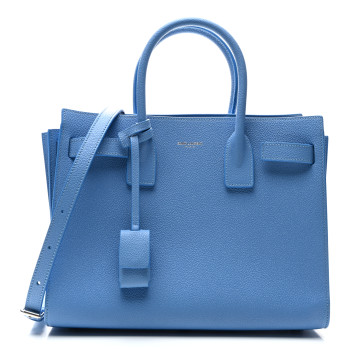 SAINT LAURENT Grained Calfskin Baby Sac De Jour Blue Clair