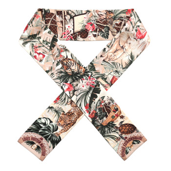 LOUIS VUITTON Silk Voyage Extraordinaire Bandeau Scarf Beige