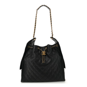 CHANEL Caviar Quilted Large Chanel 25 Handbag Black