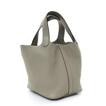 HERMES Taurillon Clemence Picotin Lock 18 PM Sauge