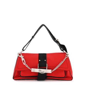 CHRISTIAN DIOR Silk Jersey Crystal Hardcore Clutch Red