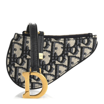 CHRISTIAN DIOR Oblique Saddle Coin Purse Blue