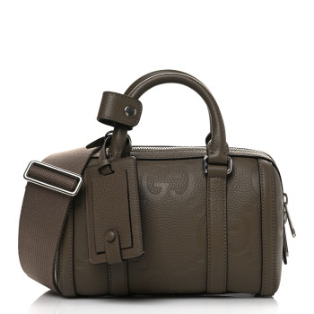 GUCCI Piuma Calfskin Jumbo GG Embossed Mini Duffle Bag Good Taupe