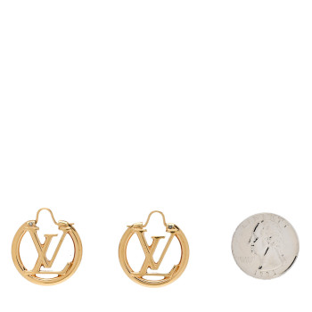 LOUIS VUITTON Metal Small Louise Hoop Earrings Gold