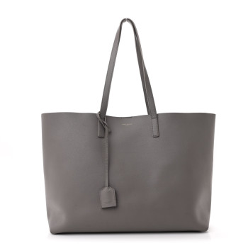 SAINT LAURENT Calfskin Large Shopping Tote Fog