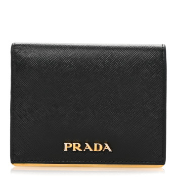 PRADA Saffiano Metal Bi-Fold Wallet Black