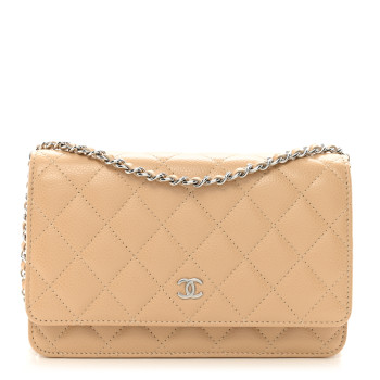 CHANEL Caviar Quilted Wallet on Chain WOC Beige