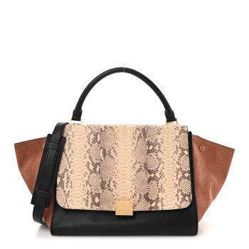 CELINE Snakeskin Suede Trapeze Brown