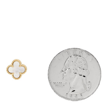 VAN CLEEF & ARPELS 18K Yellow Gold Mother of Pearl Sweet Alhambra Single Earrings