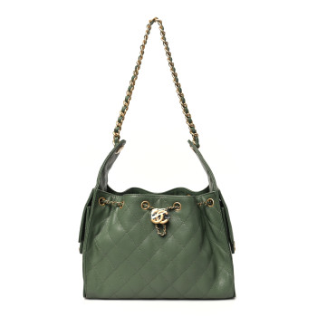CHANEL Caviar Quilted Small Chanel 25 Handbag Khaki