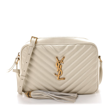 SAINT LAURENT Calfskin Matelasse Monogram Lou Camera Bag Crema Soft