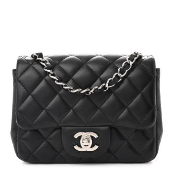 CHANEL Lambskin Quilted Mini Square Flap Black