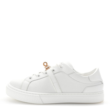 HERMES Epsom Calfskin Day Sneakers 37.5 White