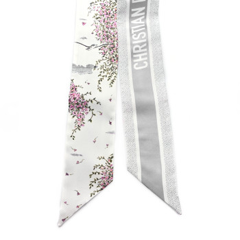 CHRISTIAN DIOR Silk ABCDior B Mitzah Scarf Gris