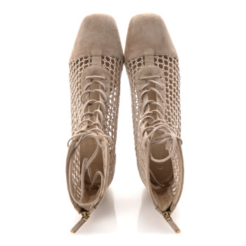 CHRISTIAN DIOR Suede Resille Naughtily-D 30mm Ankle Boots 36.5 Nude