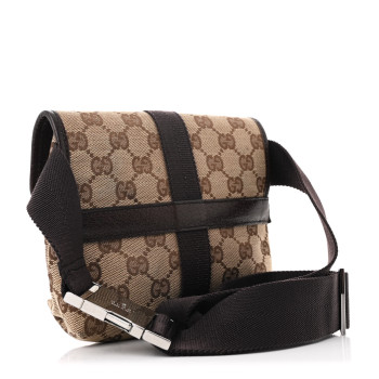 GUCCI Monogram Waist Pouch Bag Dark Brown