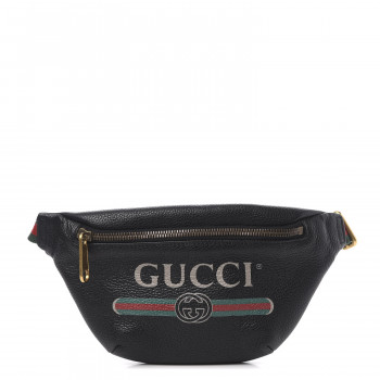 GUCCI Grained Calfskin Small Logo Belt Bag Black