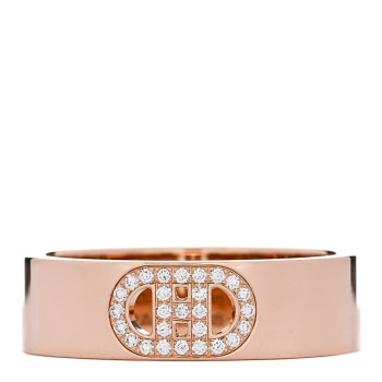 HERMES 18K Rose Gold Diamond PM H D'Ancre Ring 53 6.5