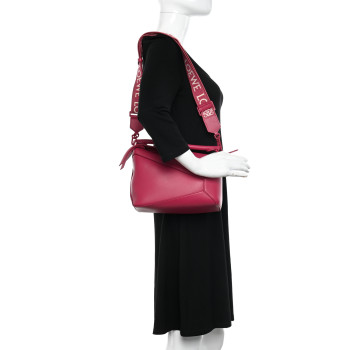 LOEWE Satin Calfskin Monochrome Small Puzzle Edge Bag Ruby Red Glaze