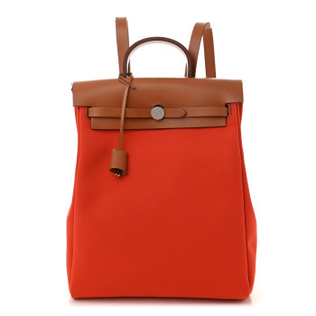 HERMES Military Toile Vache Hunter Herbag a Dos Zip Retourne Backpack Orange Mecano Fauve