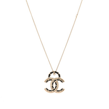 CHANEL Lambskin CC Chain Necklace Gold Black