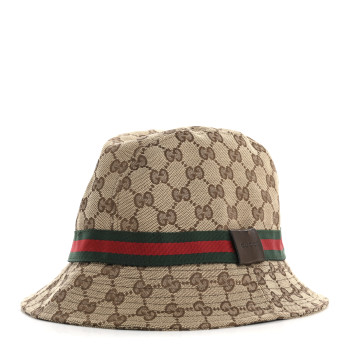 GUCCI Monogram Web Bucket Hat L Brown Brown
