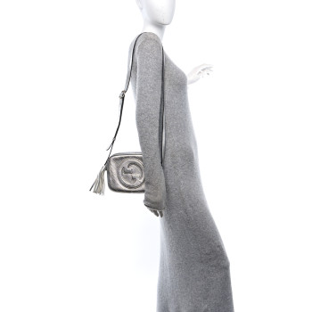 GUCCI Metallic Sakai Be Green Calfskin Diagonal Stitched Small Blondie Shoulder Bag Silver